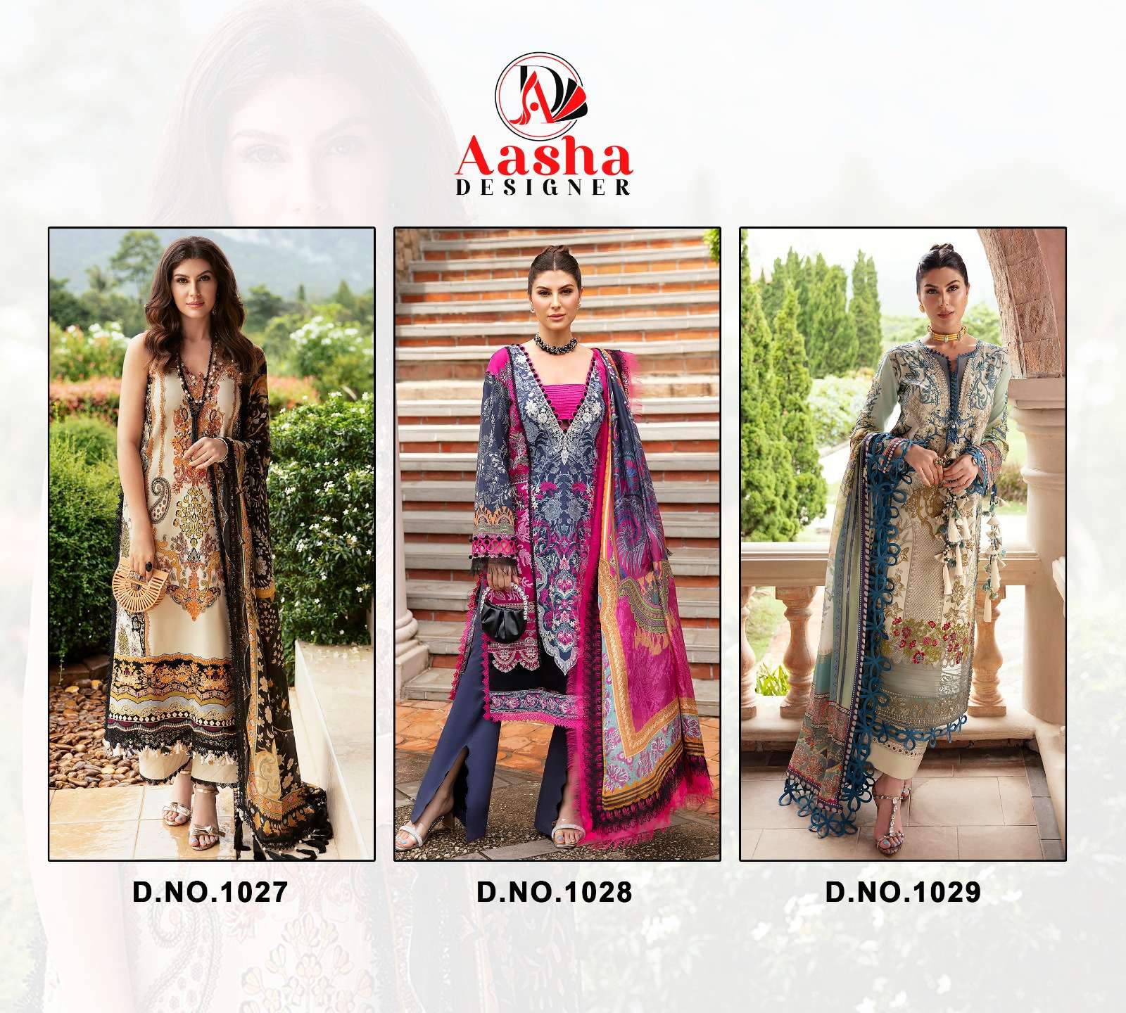 Aasha Queen Court Vol 3 Chiffon Dupatta Pakistani Suit Wholesale catalog