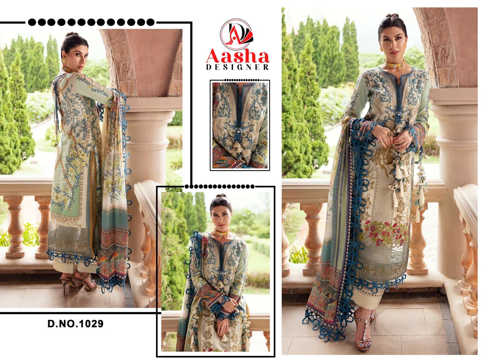 Aasha Queen Court Vol 3 Chiffon Dupatta Pakistani Suit Wholesale catalog