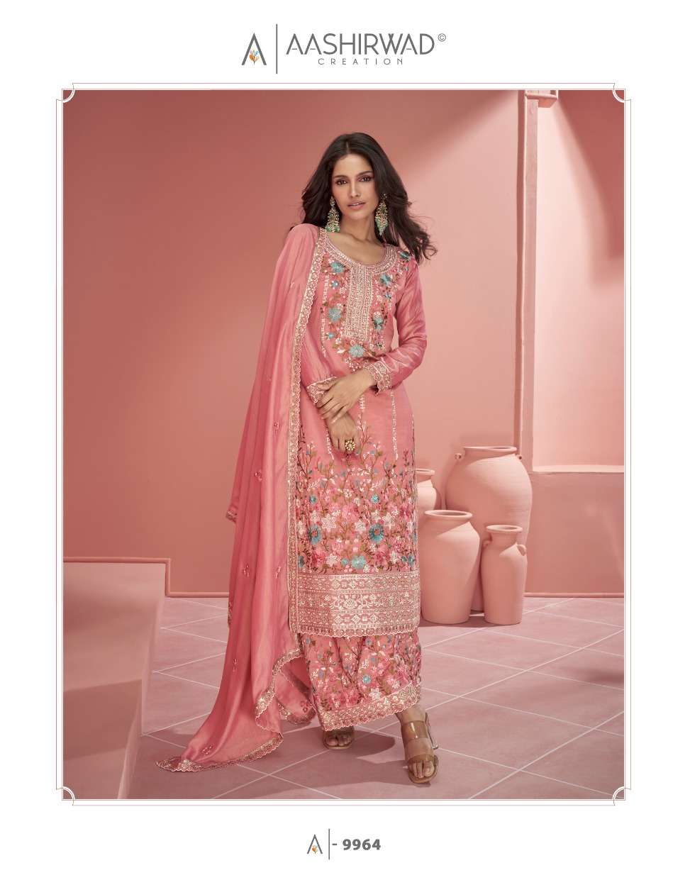 Aashirwad Gulkand Mehroon Orgenza Embroidered Salwar Kameez Wholesale catalog