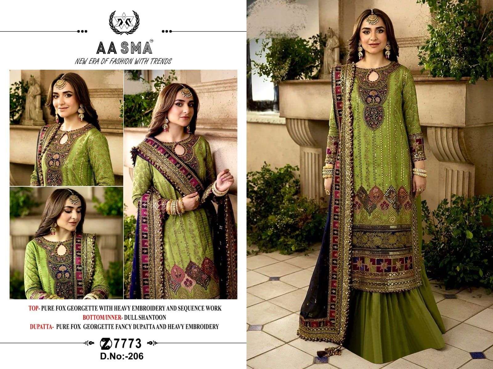 Aasma 206 Heavy Georgette Pakistani Suits Wholesale catalog
