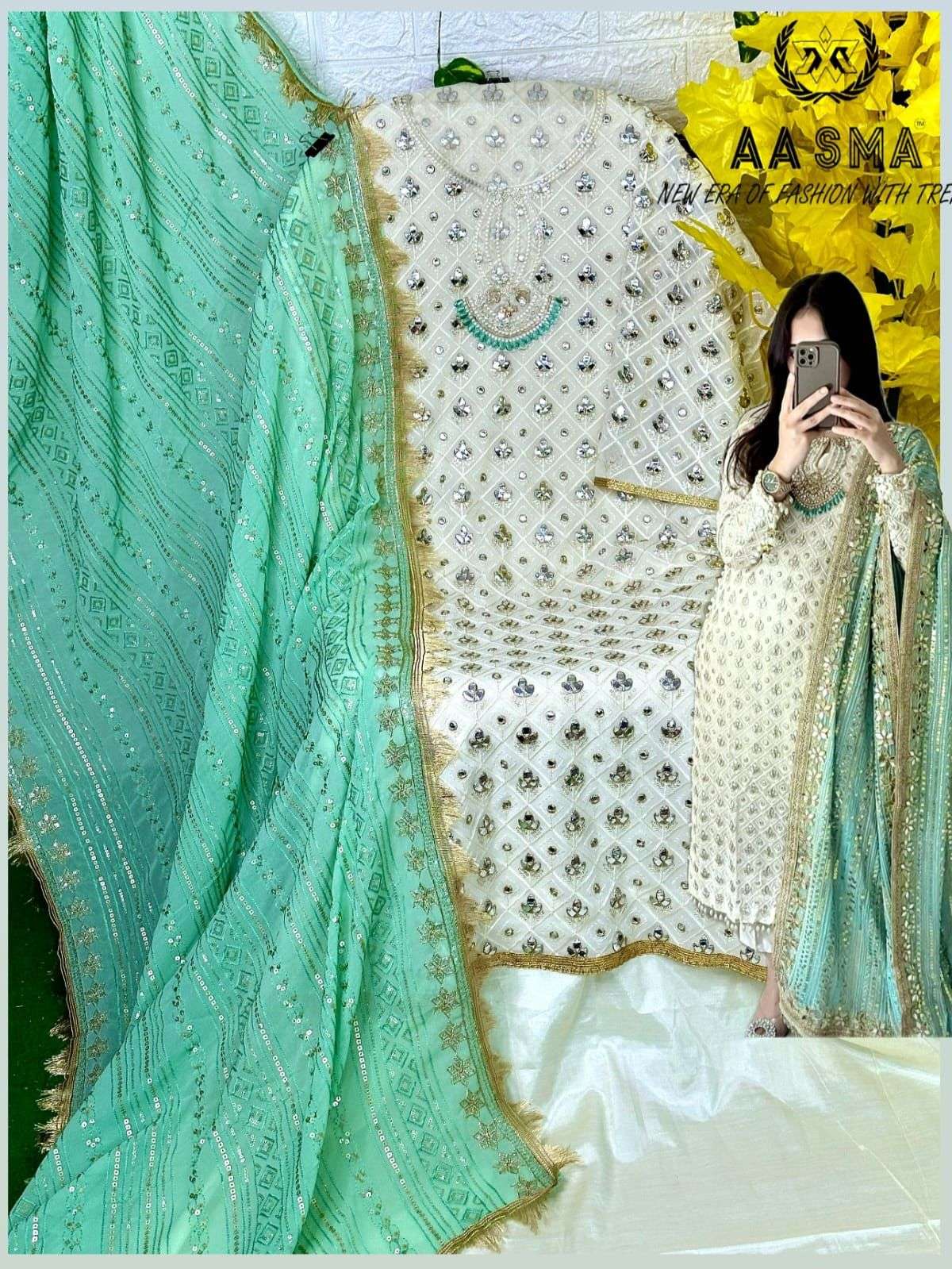 Aasma 208 Georgette Embroidery Pakistani Suits Wholesale catalog