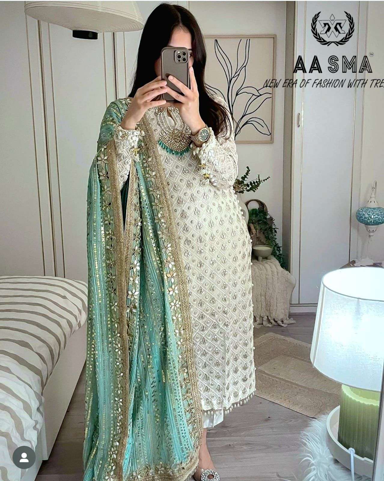 Aasma 208 Georgette Embroidery Pakistani Suits Wholesale catalog
