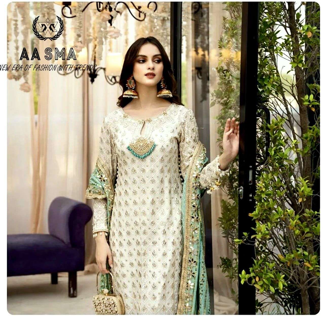 Aasma 208 Georgette Embroidery Pakistani Suits Wholesale catalog