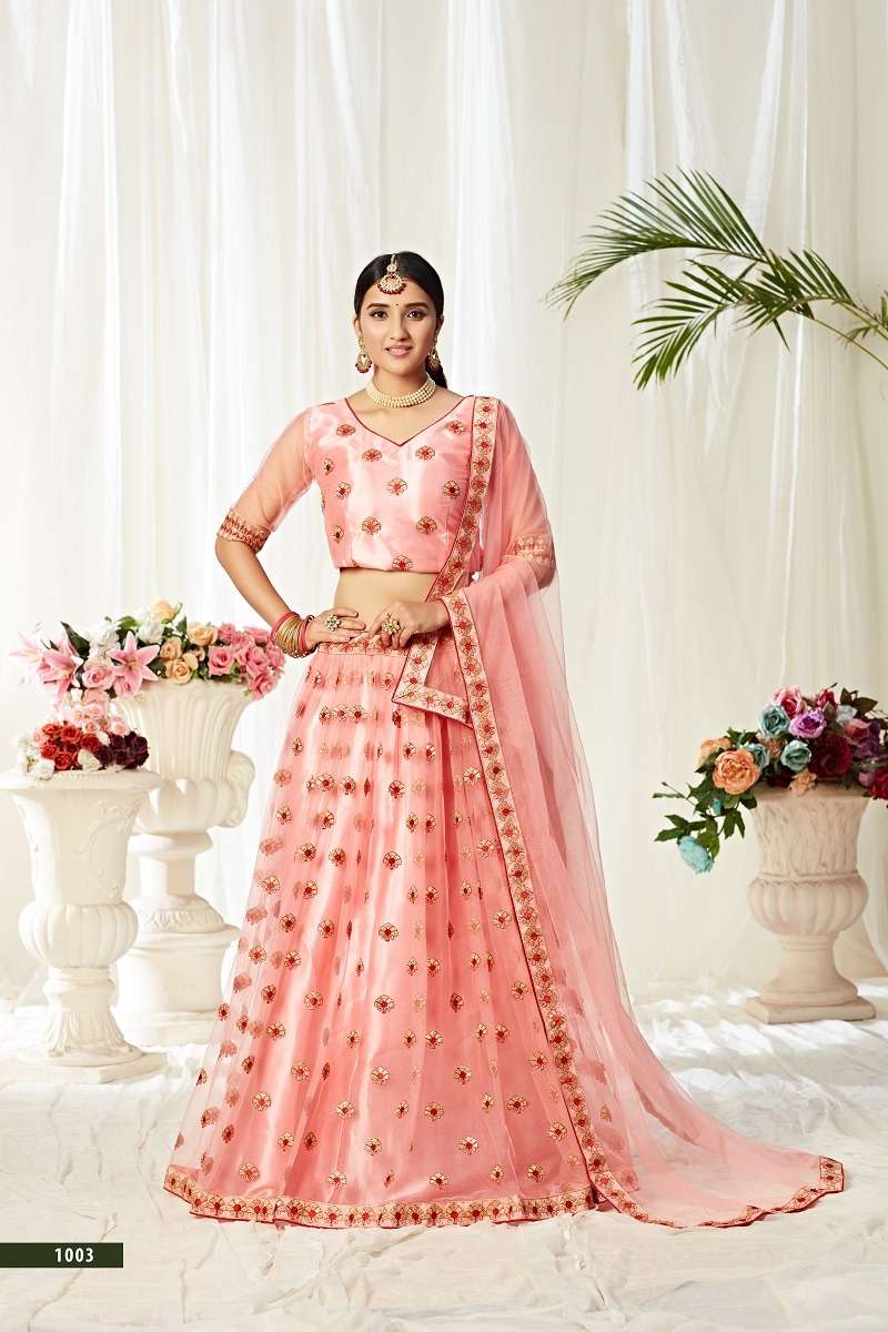 AGNILEKHA – 1003 PEACH DESIGNER PARTY WEAR LOOK HEAVY LEHENGA CHOLI Wholesale catalog