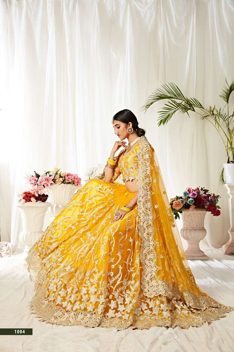 AGNILEKHA – 1004 YELLOW DESIGNER PARTY WEAR LOOK HEAVY LEHENGA CHOLI Wholesale catalog