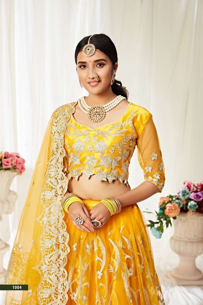 AGNILEKHA – 1004 YELLOW DESIGNER PARTY WEAR LOOK HEAVY LEHENGA CHOLI Wholesale catalog