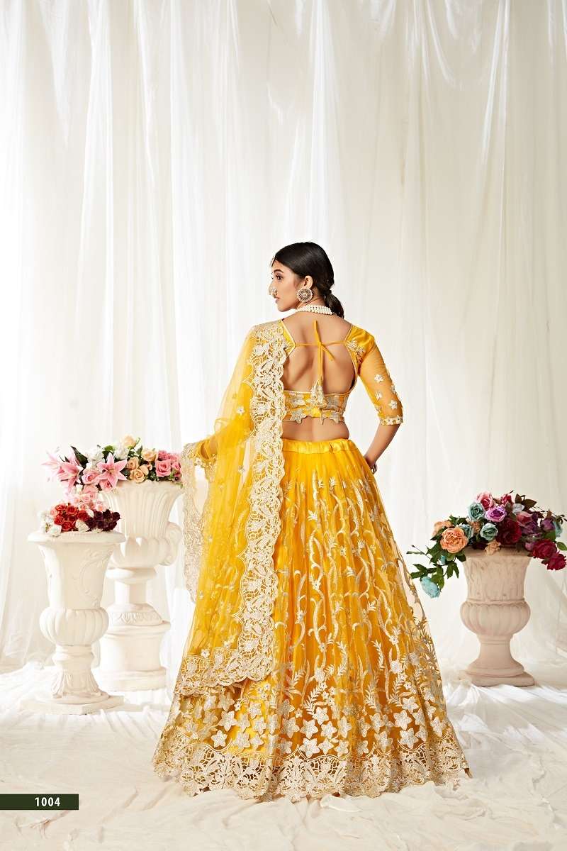 AGNILEKHA – 1004 YELLOW DESIGNER PARTY WEAR LOOK HEAVY LEHENGA CHOLI Wholesale catalog