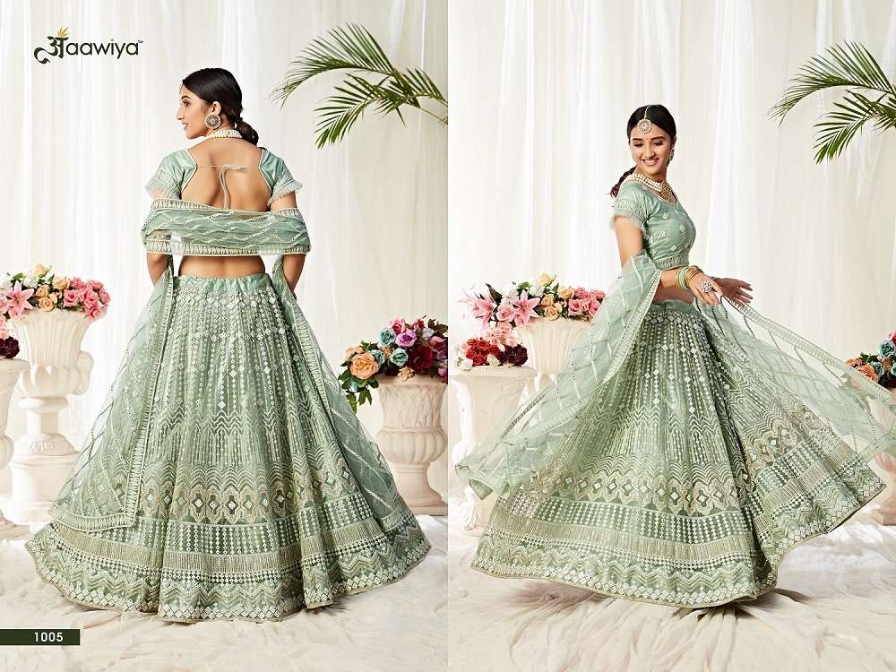  AGNILEKHA – 1005 PISTA DESIGNER PARTY WEAR LOOK HEAVY LEHENGA CHOLI Wholesale catalog