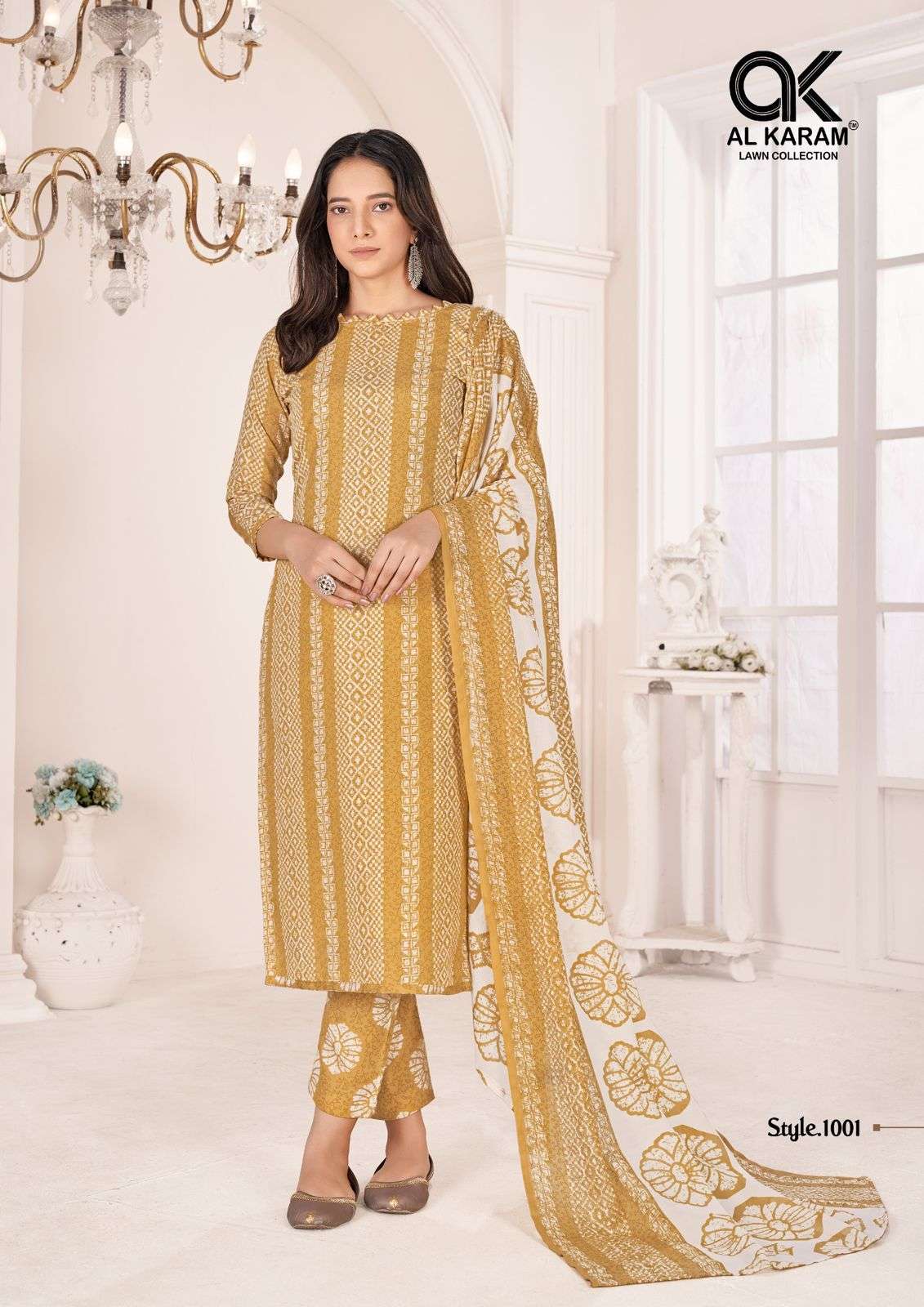 Al Karam Tamanna Signature Print Cotton Dress Material Wholesale catalog