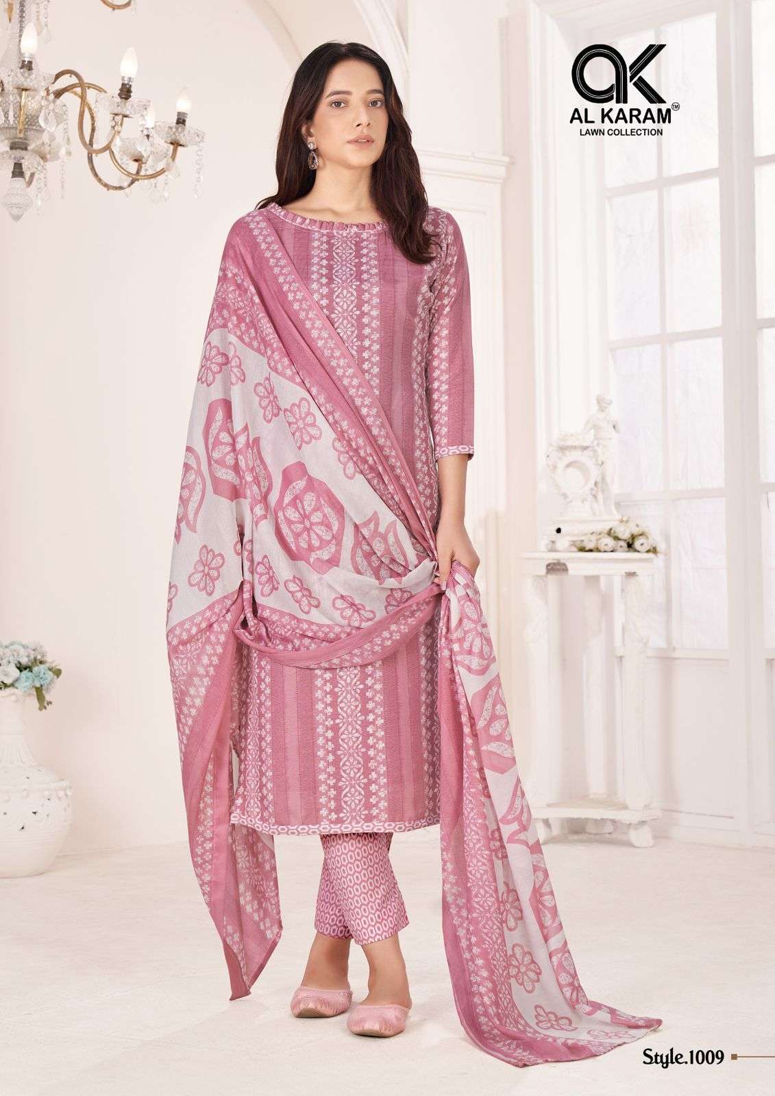 Al Karam Tamanna Signature Print Cotton Dress Material Wholesale catalog