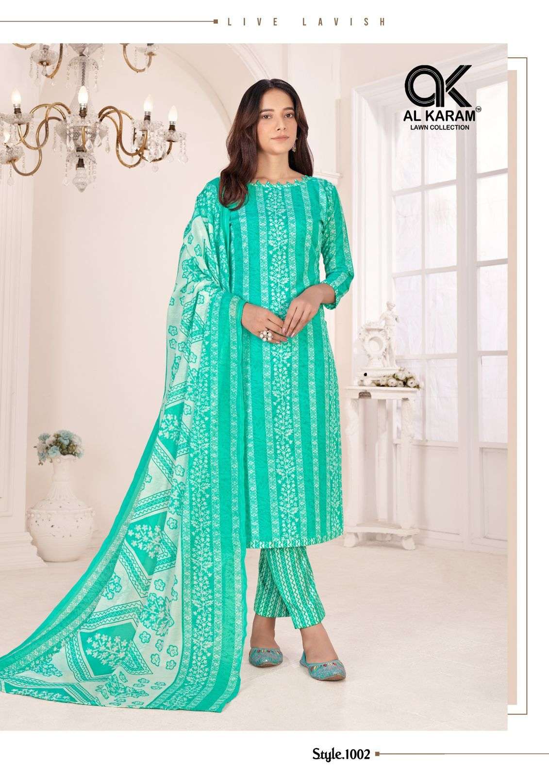 Al Karam Tamanna Signature Print Cotton Dress Material Wholesale catalog