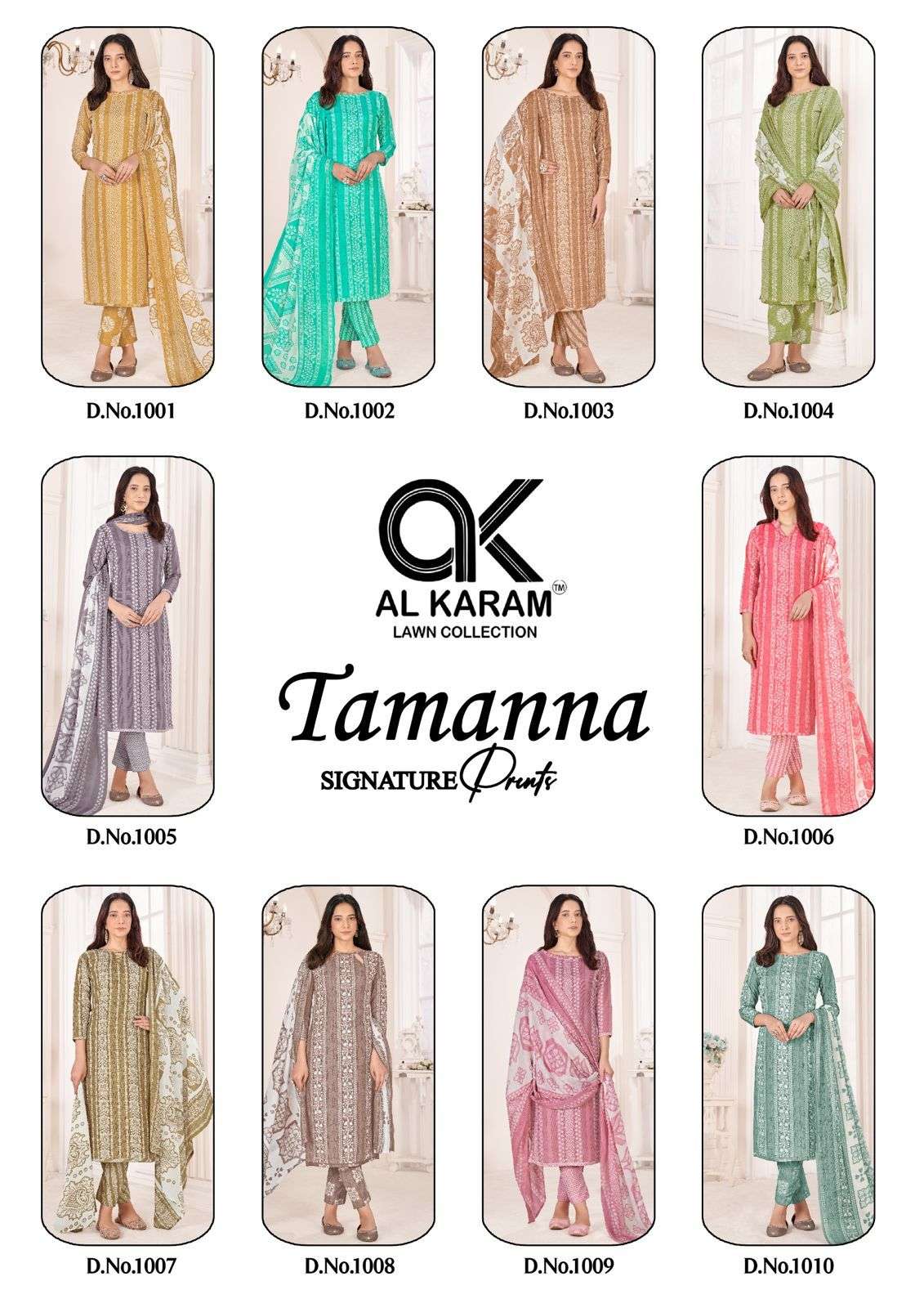 Al Karam Tamanna Signature Print Cotton Dress Material Wholesale catalog