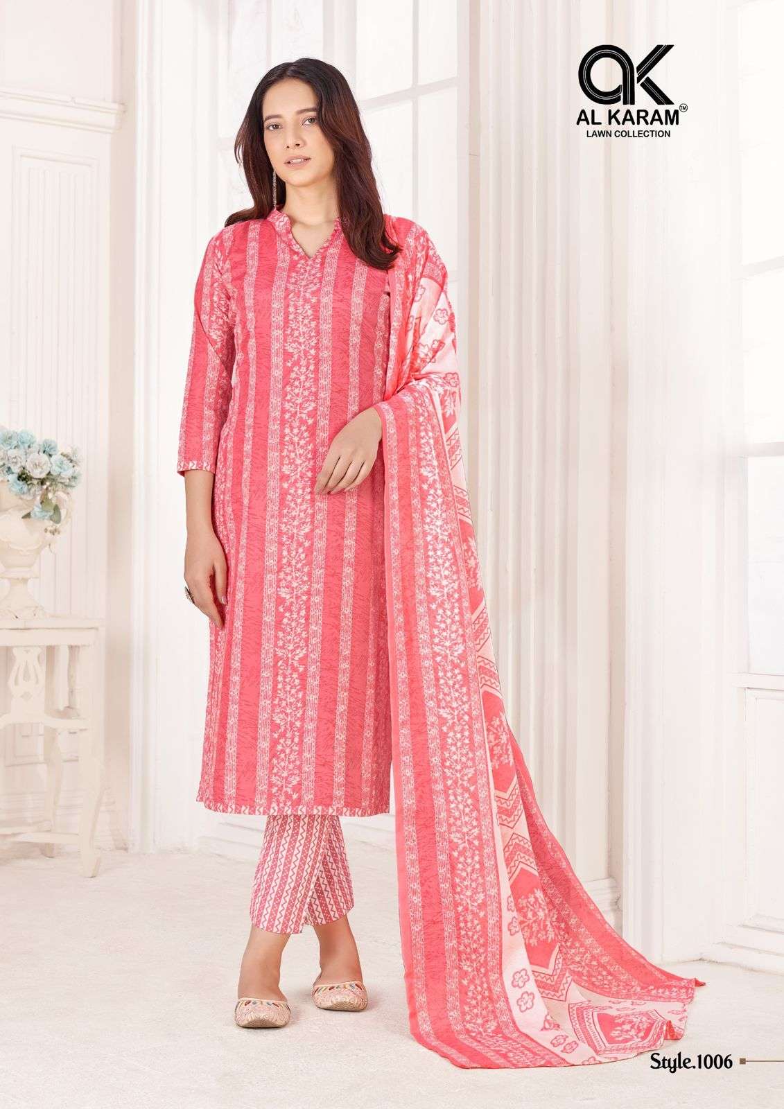 Al Karam Tamanna Signature Print Cotton Dress Material Wholesale catalog