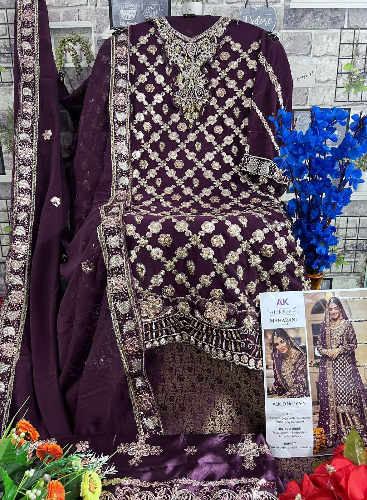 Alk Khushbu 166 N Wedding Wear Pakistani Suits Wholesale catalog