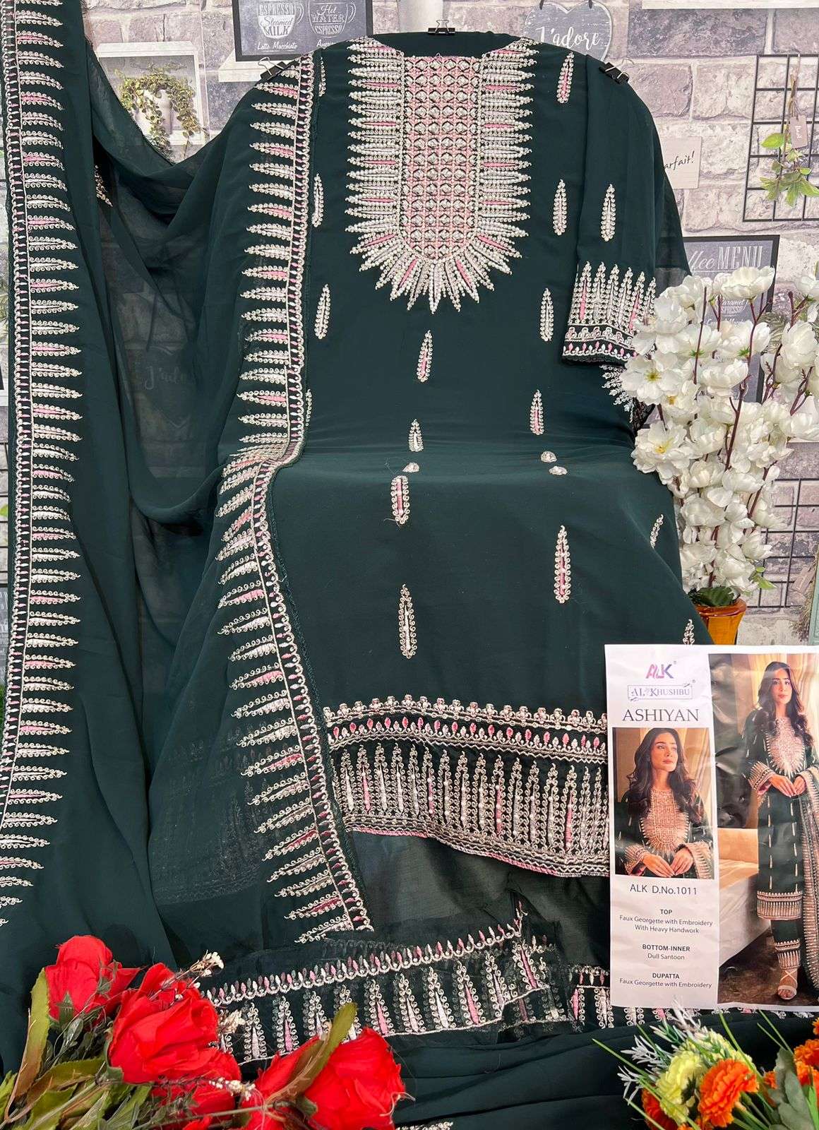 Alk Khushbu Ashiyan 1011 Embroidery Pakistani Suits Wholesale catalog