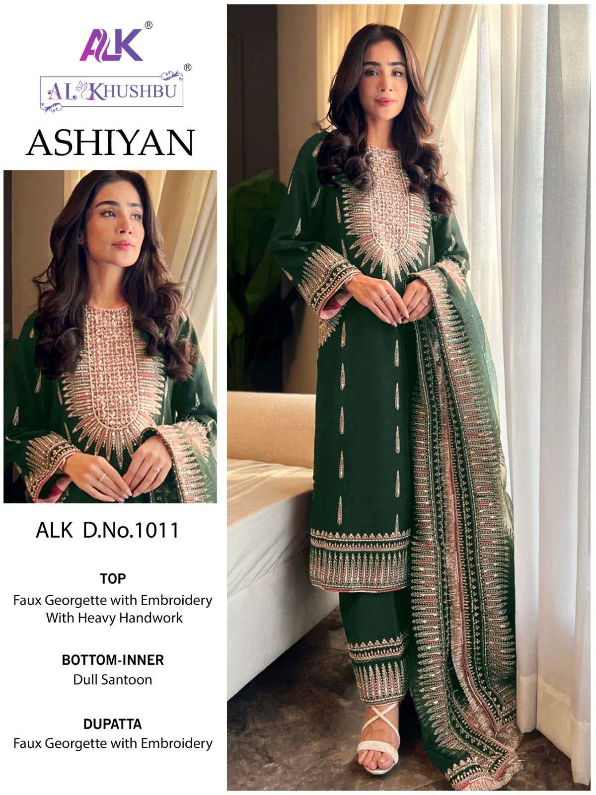 Alk Khushbu Ashiyan 1011 Embroidery Pakistani Suits Wholesale catalog