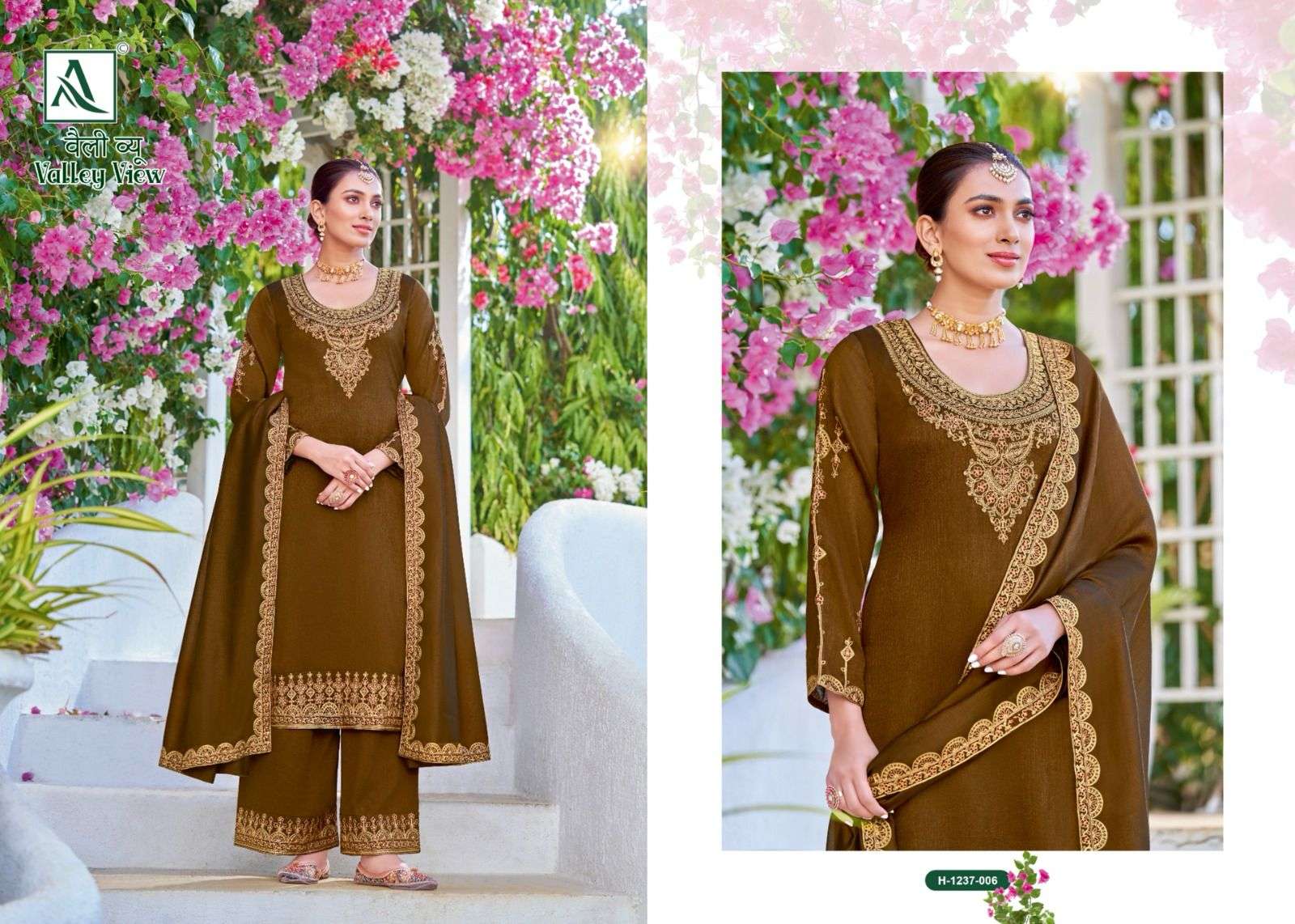 Alok Valley View Pure Vichitra Silk Designer Salwar Suits Wholesale catalog