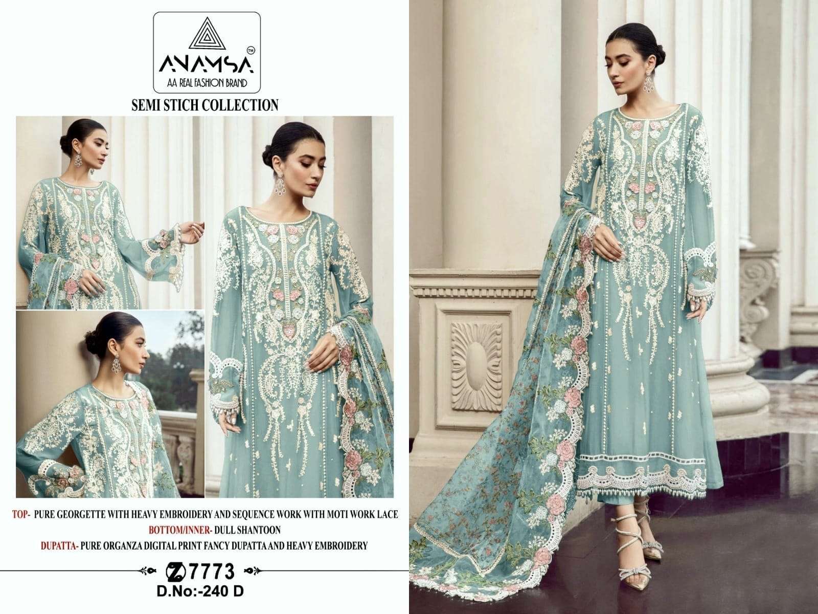Anamsa 240 A To D Hits Colors Pakistani Suits Wholesale catalog