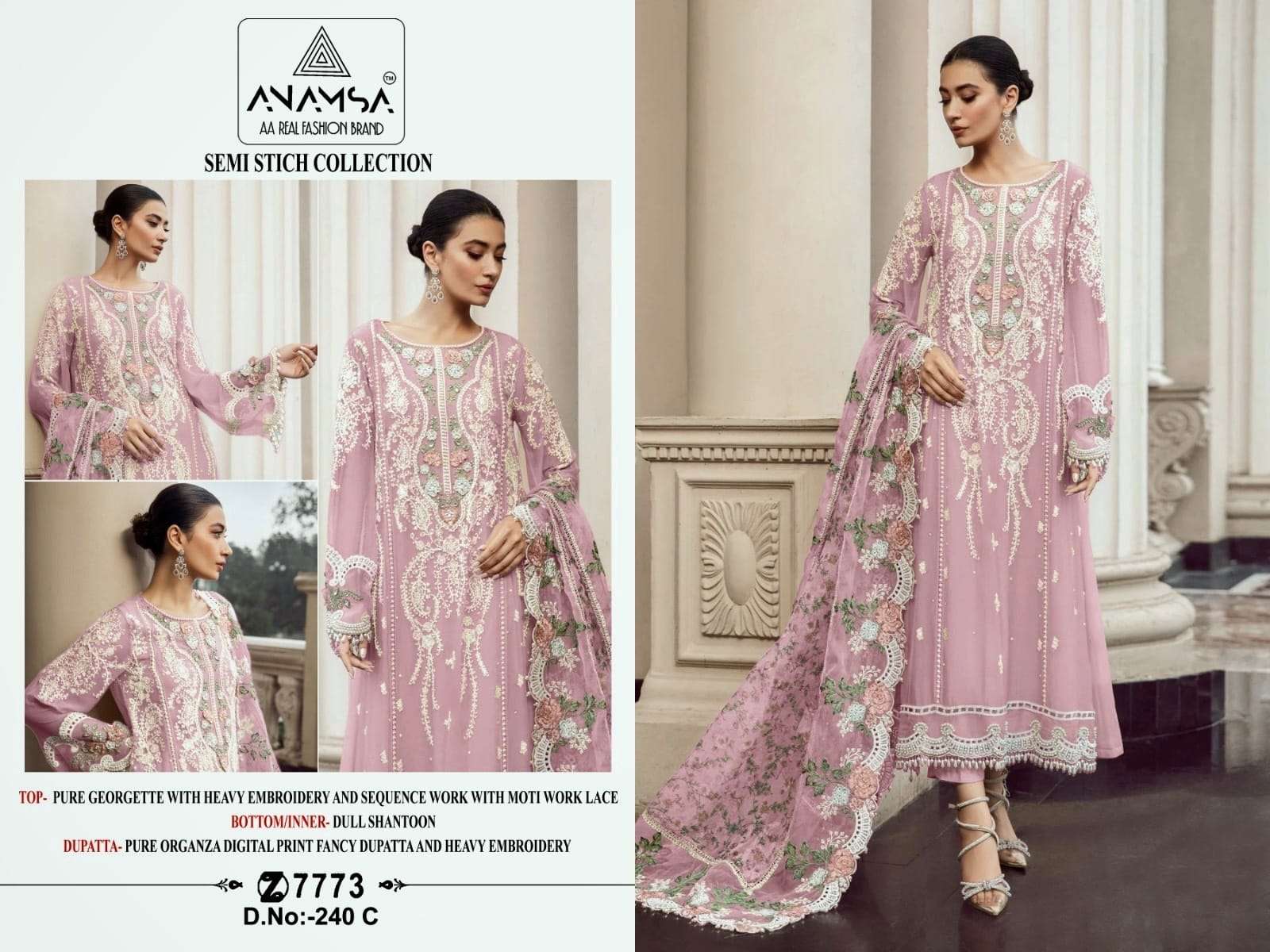 Anamsa 240 A To D Hits Colors Pakistani Suits Wholesale catalog