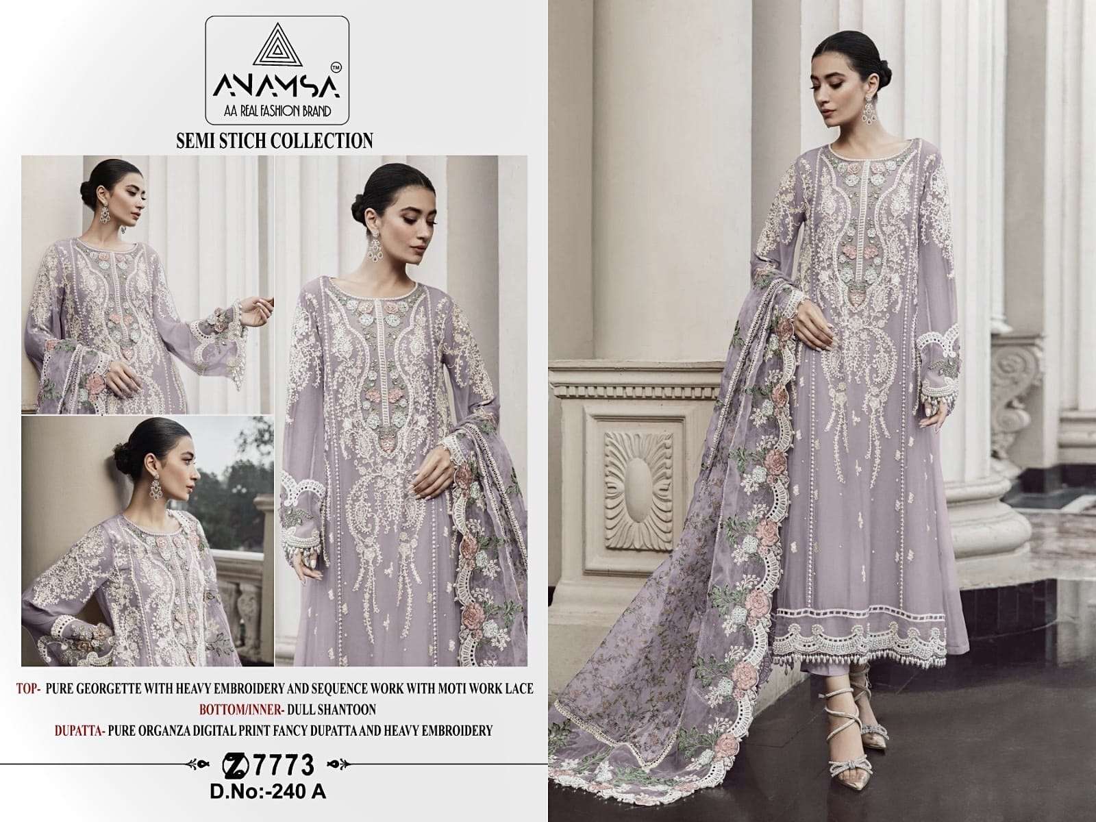 Anamsa 240 A To D Hits Colors Pakistani Suits Wholesale catalog