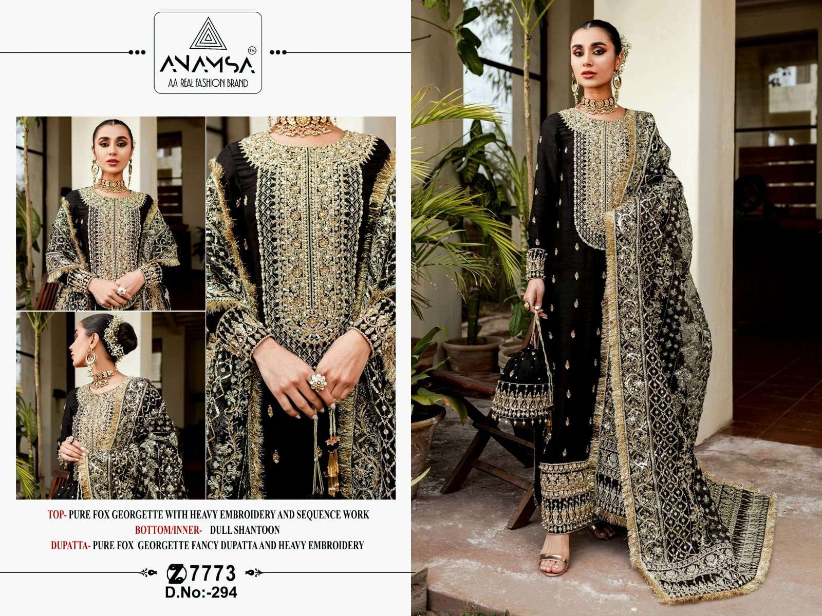 Anamsa 294 Black Georgette Salwar Kameez Wholesale catalog