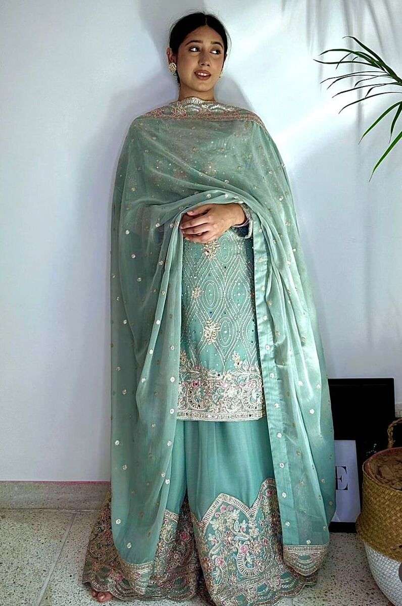 Anamsa 296 Sequense Embroidered Georgette Pakistani Suit Wholesale catalog