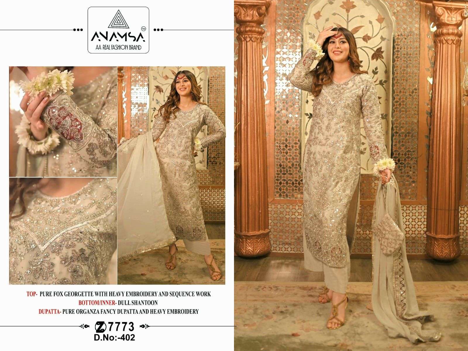 Anamsa 402 Embroidery Salwar Kameez Wholesale catalog