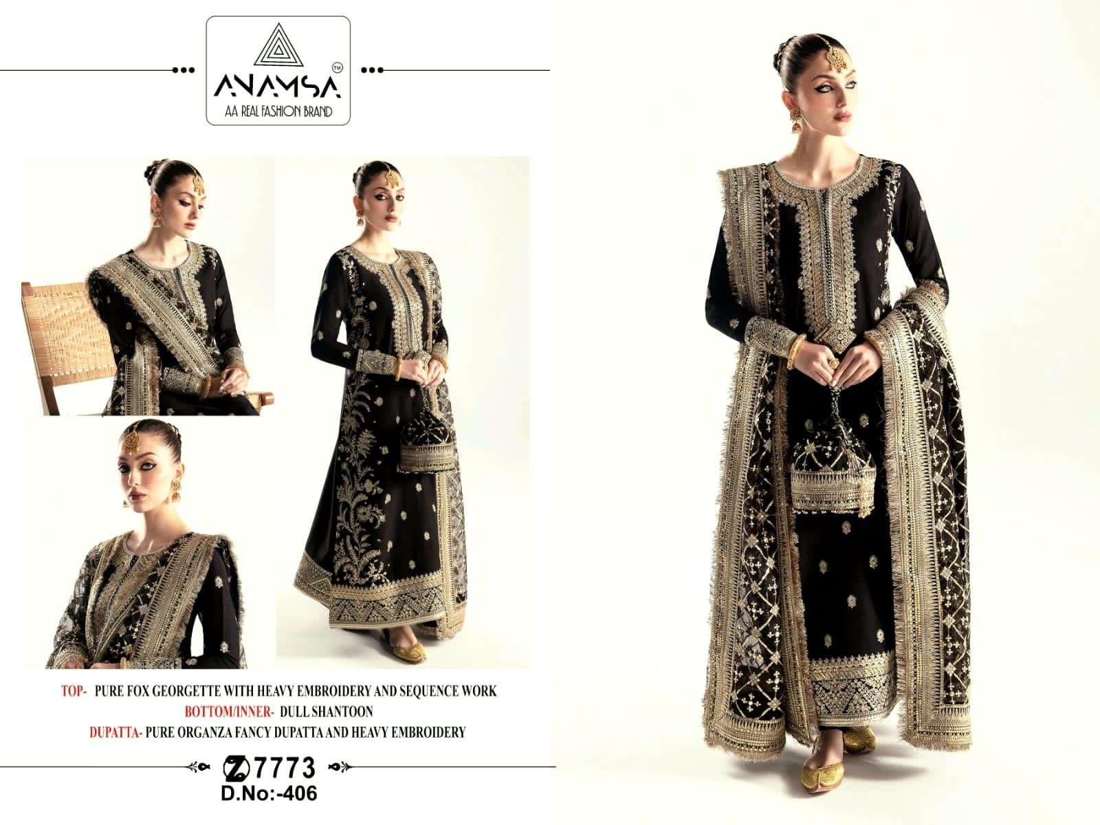 Anamsa 406 Embroidery Salwar Kameez Wholesale catalog