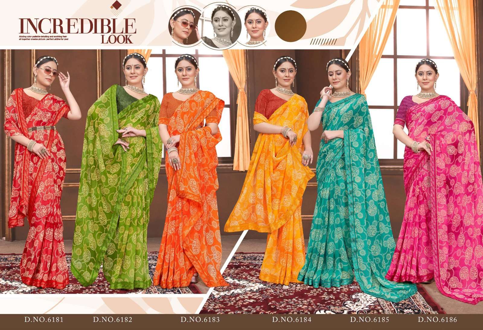 BHUJIYA 6181 INDER SILK MILLS Saree Wholesale catalog