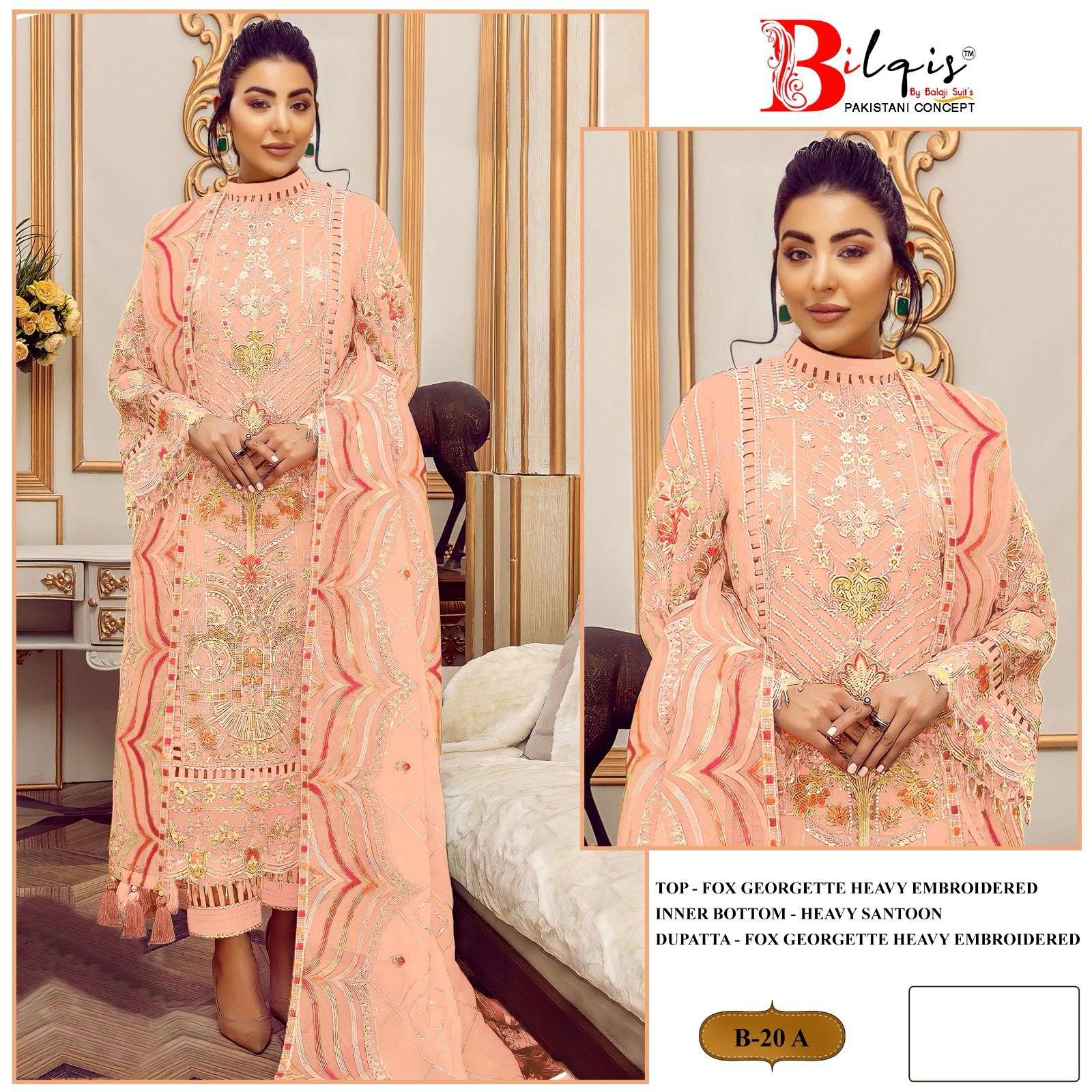 Bilqis B 20 A TO D Georgette Pakistani Suit Wholesale catalog