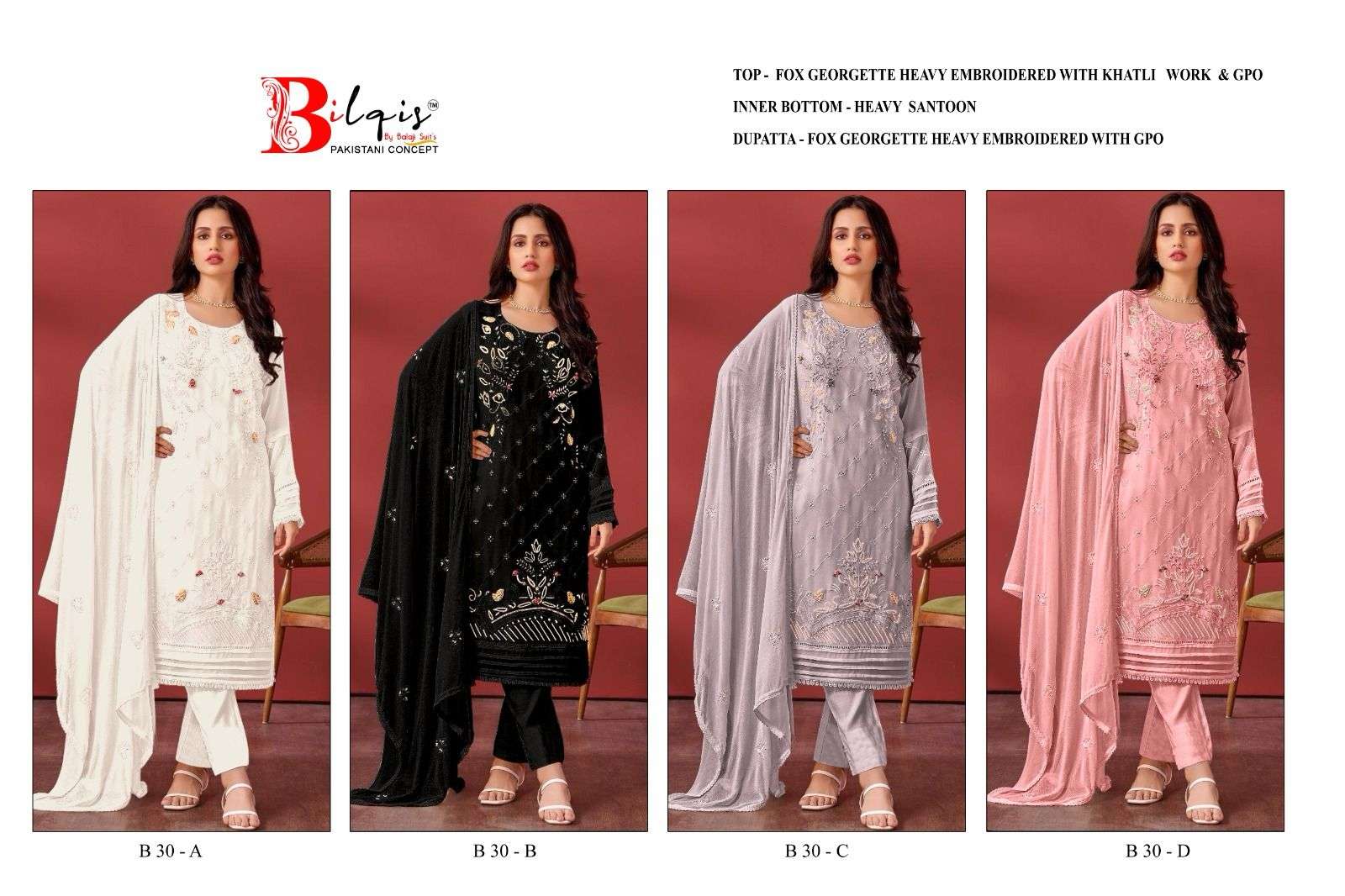 Bilqis B 30 A To D Salwar Kameez Wholesale catalog