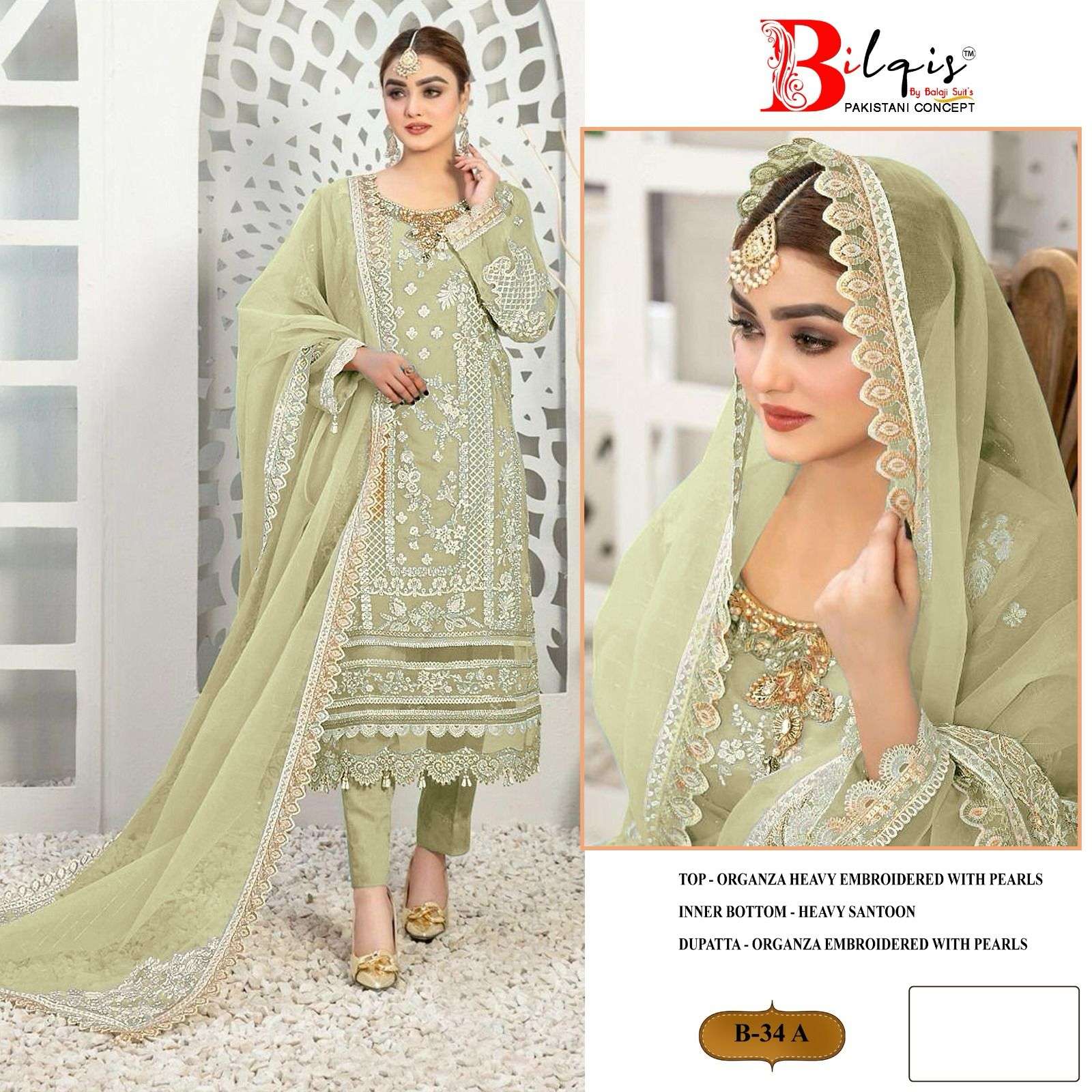 Bilqis B 34 A To D Organza Salwar Kameez Wholesale catalog