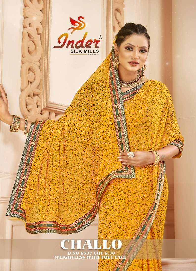 CHALLO 6537 INDER SILK MILLS Saree Wholesale catalog