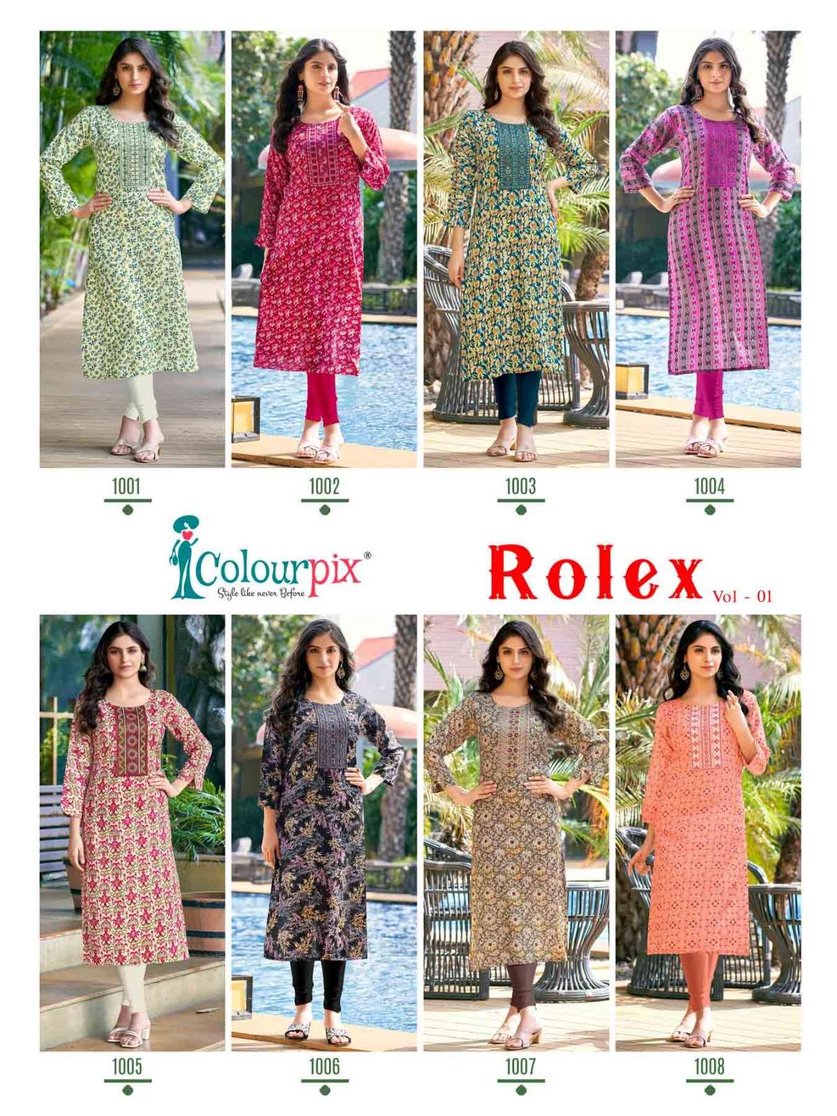 COLOURPIX Rolex  vol.1 Kurti Wholesale catalog