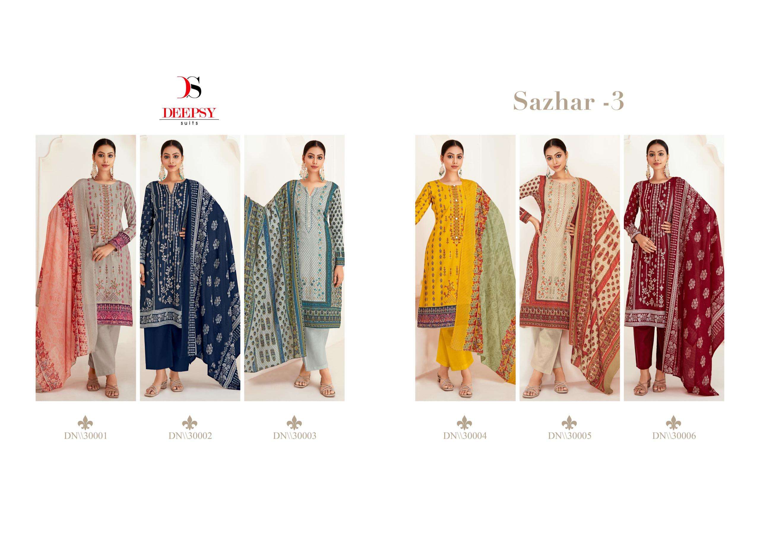 Deepsy Sazhar 3 Cotton Dupatta Embroidery Salwar Kameez Wholesale catalog