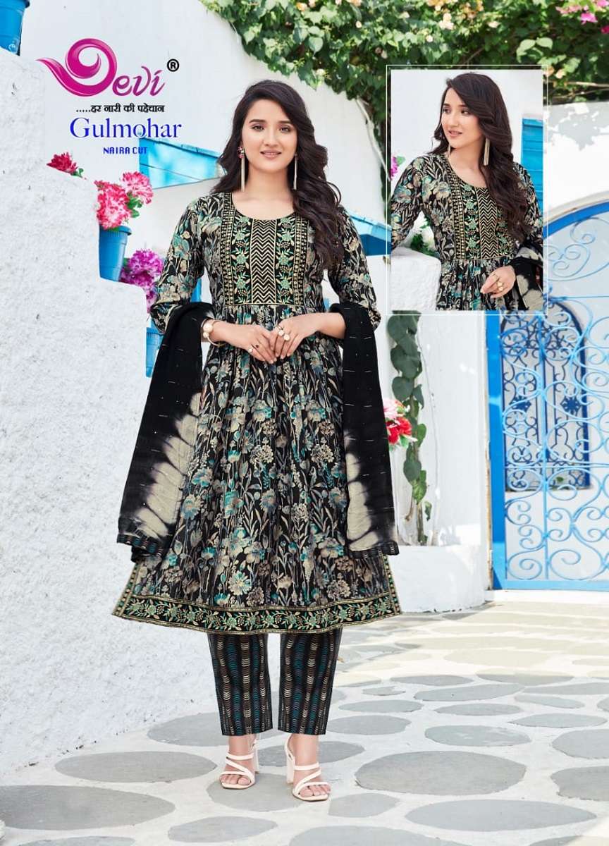 Devi Gulmohar Vol-2 -Nyra Cut Kurti Pant With Dupatta -Wholesale Catalog