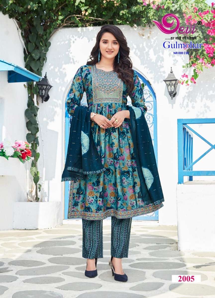 Devi Gulmohar Vol-2 -Nyra Cut Kurti Pant With Dupatta -Wholesale Catalog
