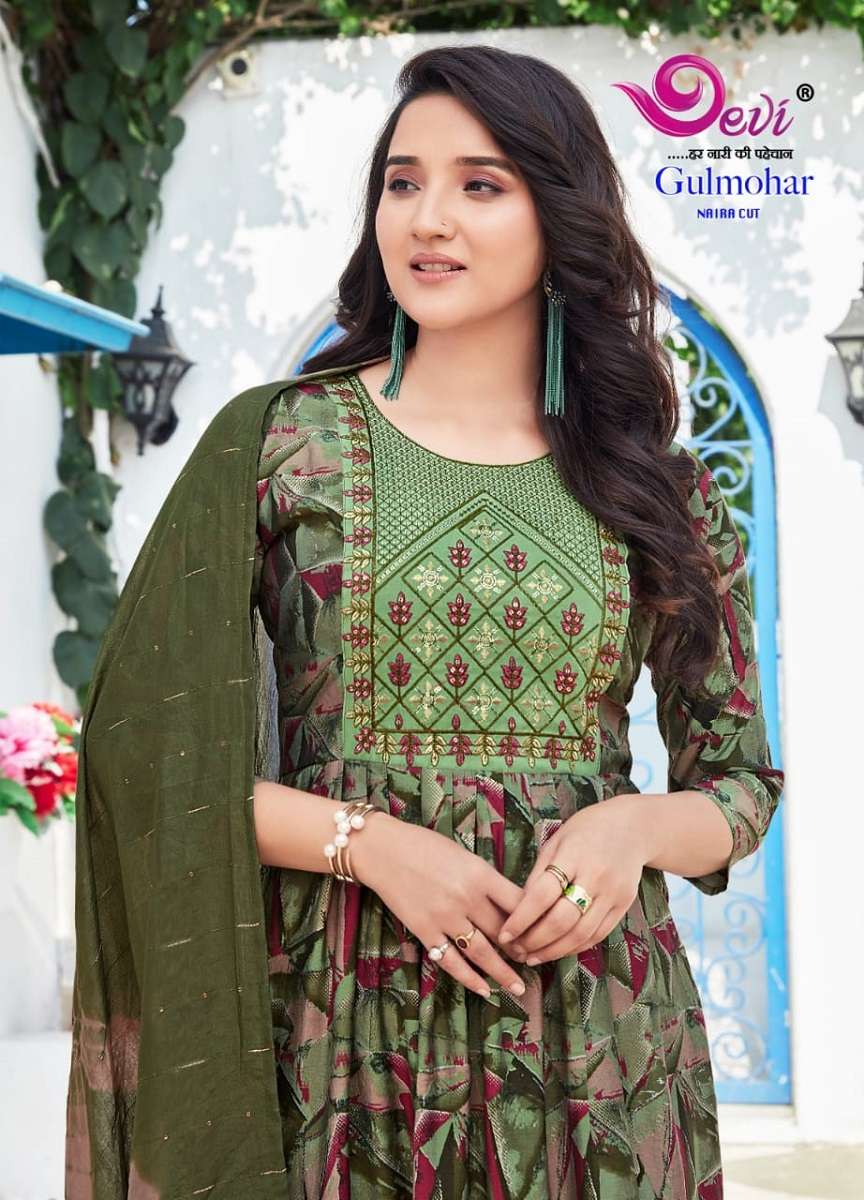Devi Gulmohar Vol-2 -Nyra Cut Kurti Pant With Dupatta -Wholesale Catalog