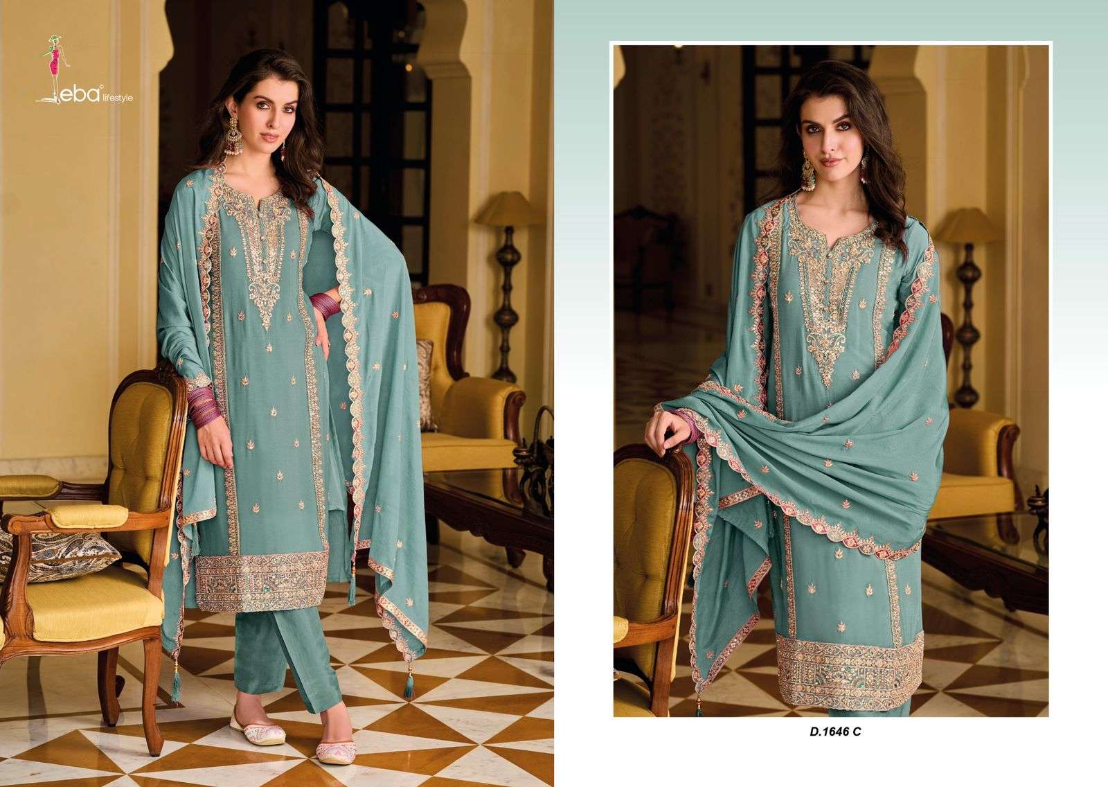 Eba Ayat Color Heavy Chinon Salwar Kameez Wholesale catalog