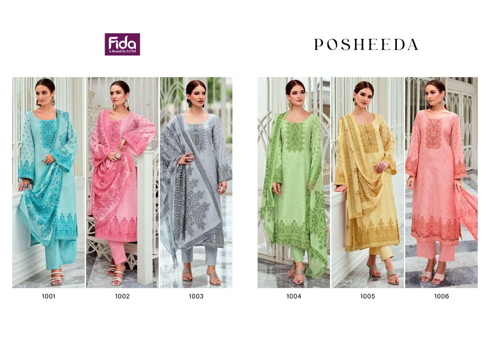 Fida Posheeda Karachi Cotton Dress Material Wholesale catalog