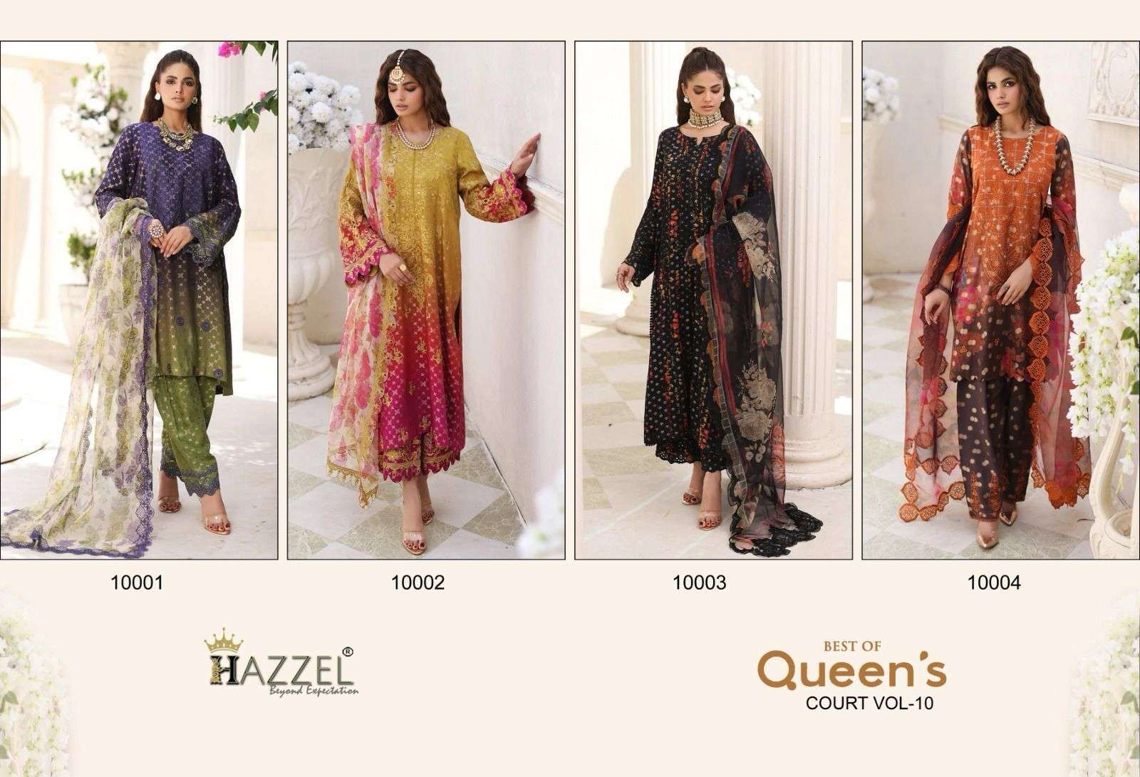 Hazzel Queens Court Vol 10 Cotton Dupatta Pakistani Suits Wholesale catalog