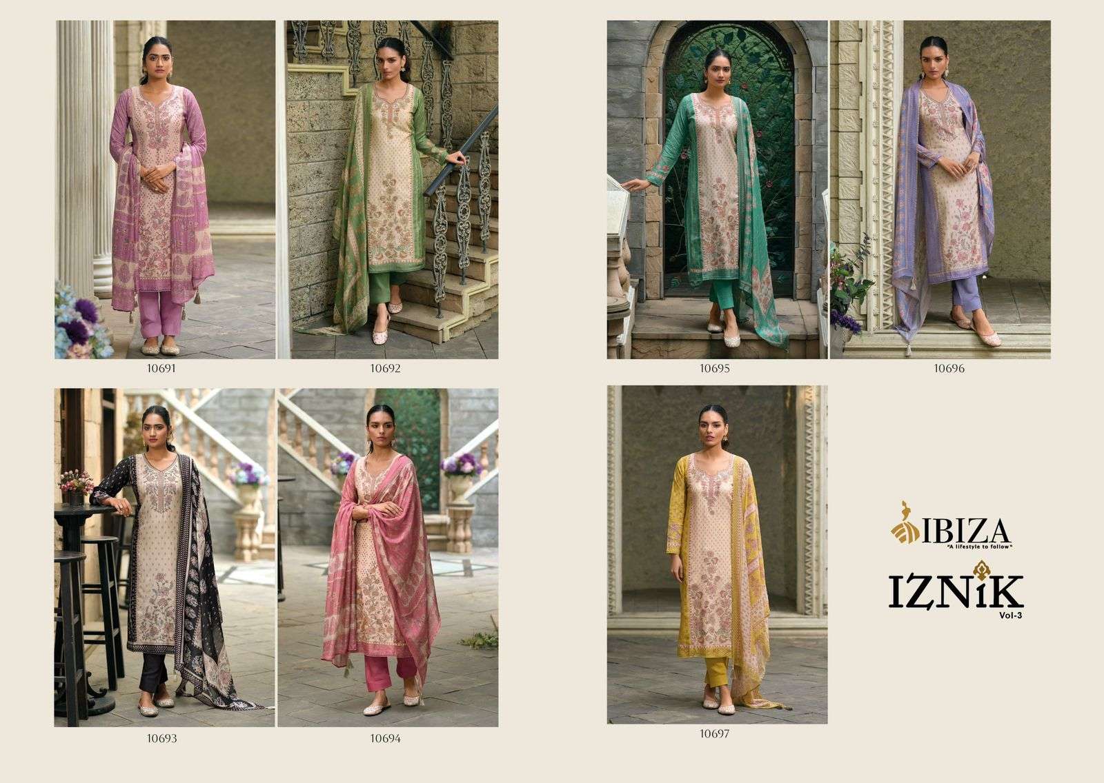Ibiza Iznik Vol 3 Muslin Designer Salwar Kameez Wholesale catalog