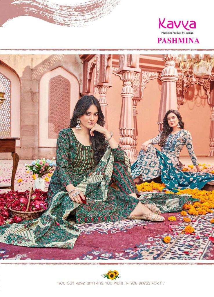 Kavya Pashmina Vol-4 -Kurti Pant With Dupatta -Wholesale Catalog