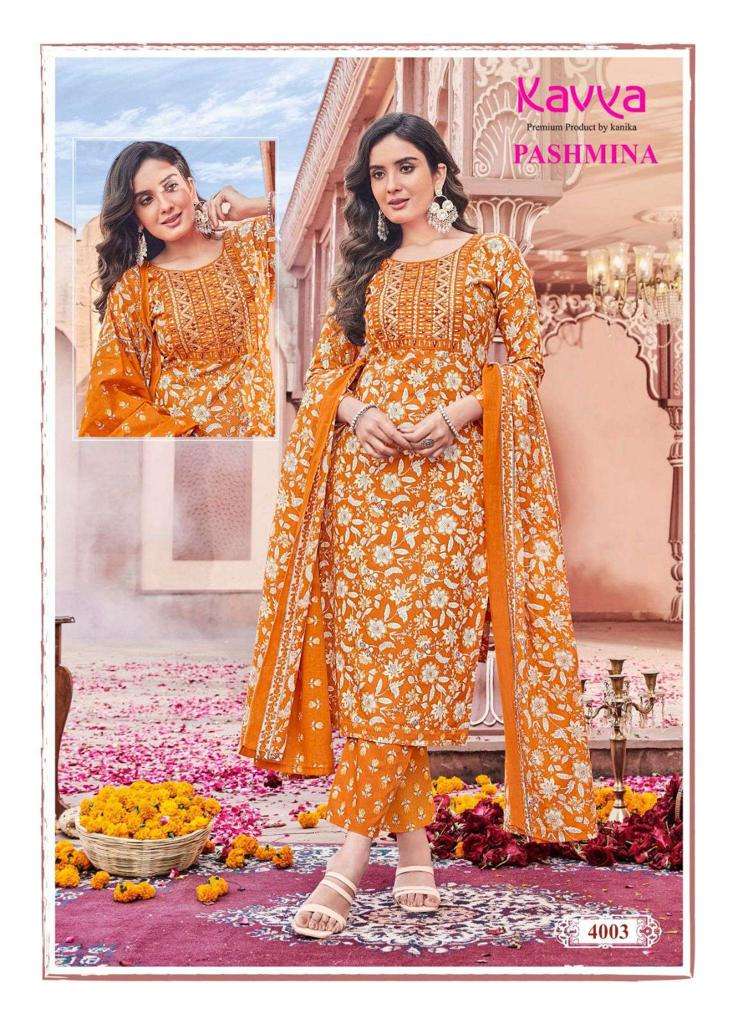Kavya Pashmina Vol-4 -Kurti Pant With Dupatta -Wholesale Catalog