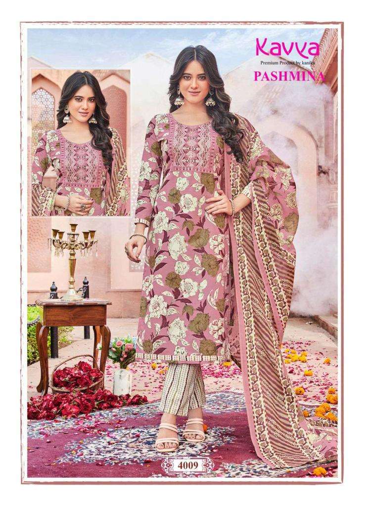 Kavya Pashmina Vol-4 -Kurti Pant With Dupatta -Wholesale Catalog