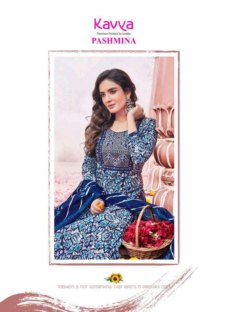 Kavya Pashmina Vol-4 -Kurti Pant With Dupatta -Wholesale Catalog