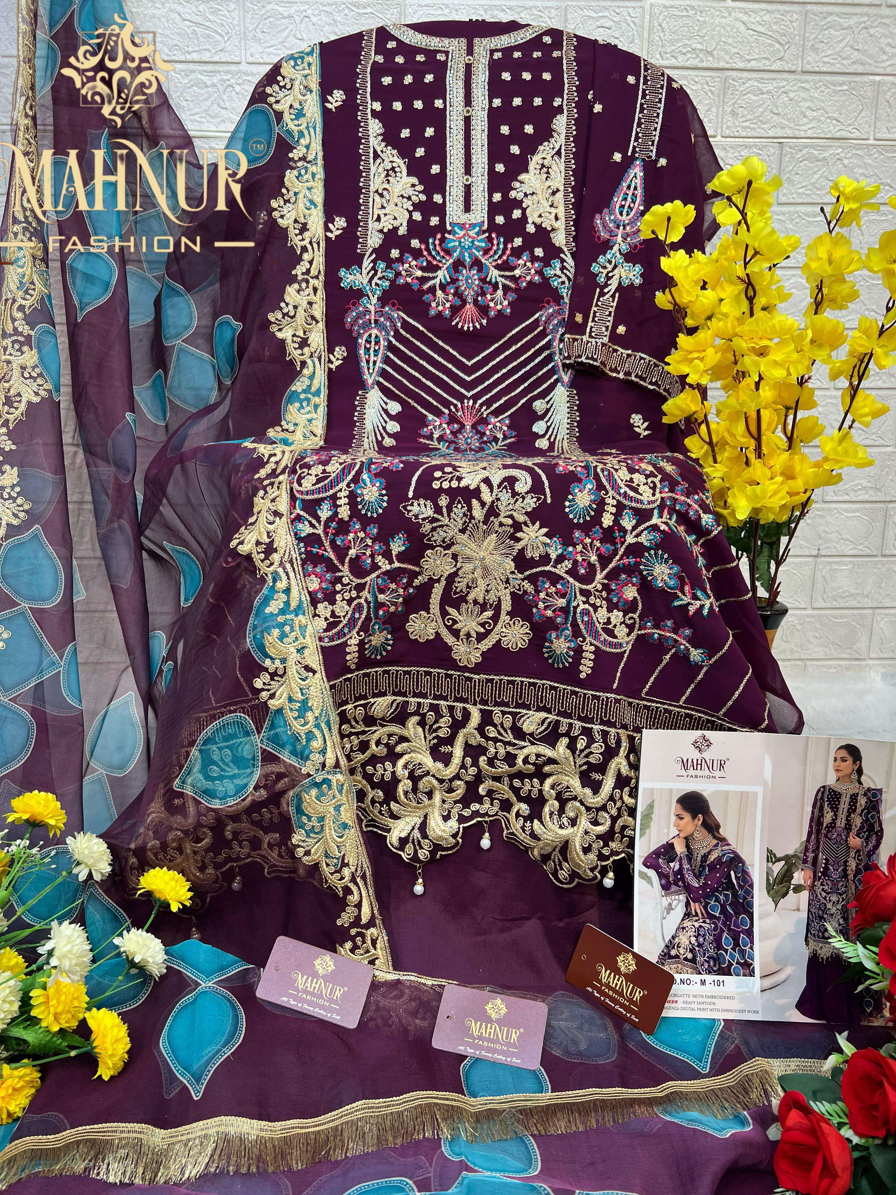 Mahnur M 101 Embroidered Georgette Salwar Kameez Wholesale catalog