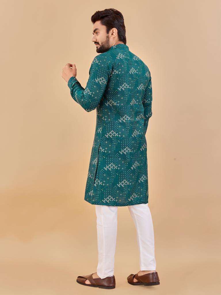 MANZAR Premium Soft Cotton Foil Print Mens Kurta Wholesale catalog