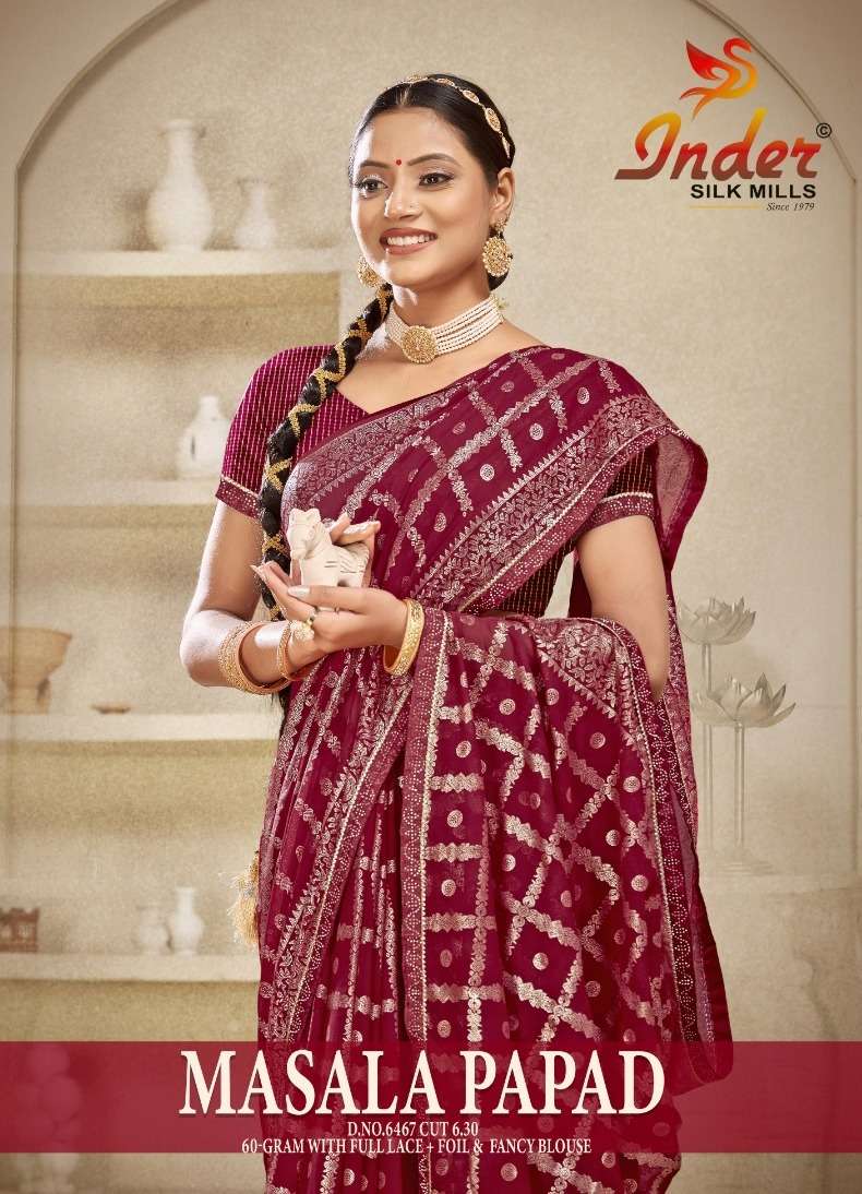 MASALA PAPAD 6467 INDER SILK MILLS Saree Wholesale catalog