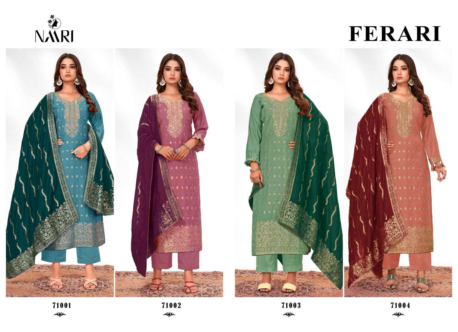 Naari Ferari Muslin Jacquard Designer Salwar Suits Wholesale catalog